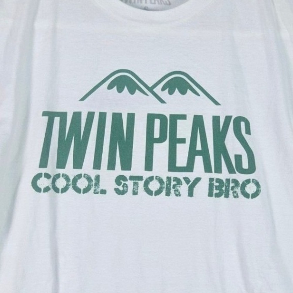 Twin Peaks Graphic T-Shirt Mens Small White Cool Story Bro Las Vegas Tee
